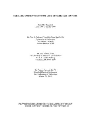 CATALYTIC GASIFICATION OF COAL USING EUTECTIC SALT MIXTURES