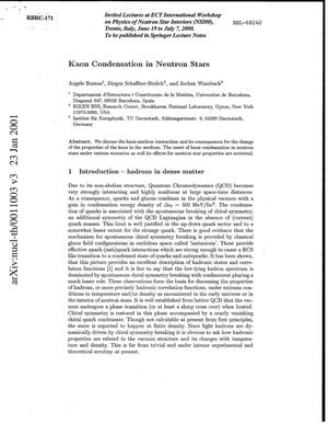 Kaon Condensation in Neutron Stars.