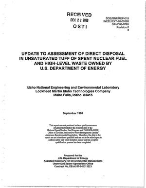 Update to Assessment of Direct Disposal in Unsaturated Tuff of Spent Nuclear Fuel and High-Level Waste Owned by U.S. Department of Energy