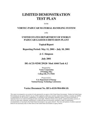 Limited Demonstration Test Plan for the Vortec-Paducah Material Handling System at the United States Department of Energy Paducah Gaseous Diffusion Plant