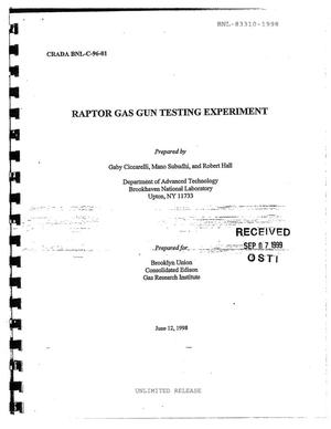 Raptor Gas Gun Testing Experiment