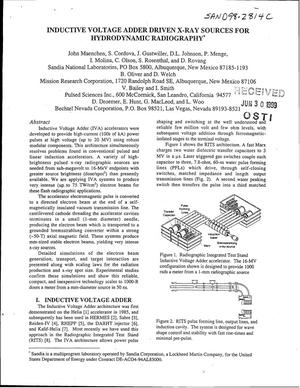 Inductive Voltage Adder Driven X-Ray Sources for Hydrodynamic Radiography