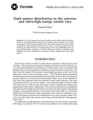 Dark matter distribution in the universe and ultra-high energy cosmic rays