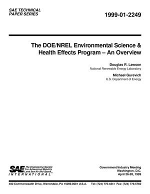 The DOE/NREL Environmental Science and Health Effects Program - An Overview
