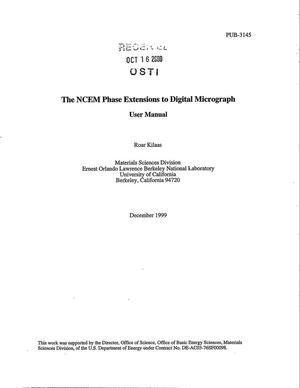 The NCEM phase extensions to digital micrograph: User Manual