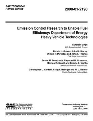 Emission Control Research to Enable Fuel Efficiency: Department of Energy Heavy Vehicle Technologies