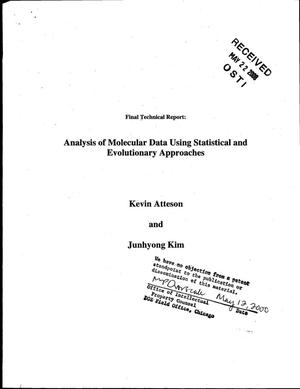 Final technical report: analysis of molecular data using statistical and evolutionary approaches
