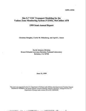 Site S-7 VOC Transport modeling for the Vadose Zone Monitoring System (VZMS), McClellan AFB - 1999 Semi-Annual Report