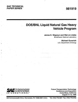 DOE/BNL Liquid Natural Gas Heavy Vehicle Program
