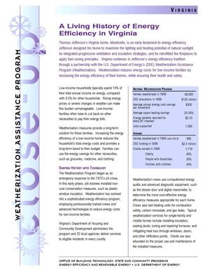 A Living History of Energy Efficiency in Virginia: Weatherization Assistance Close-Up Fact Sheet