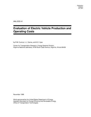 Evaluation of electric vehicle production and operating costs