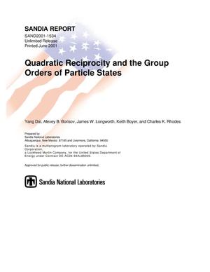 Quadratic Reciprocity and the Group Orders of Particle States