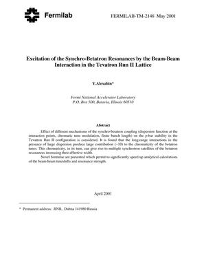 Excitation of the synchro-betatron resonances by the beam-beam interaction in the Tevatron Run II lattice
