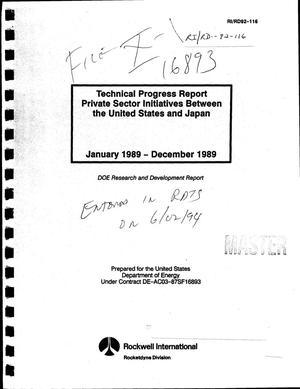 Technical progress report. Private sector initiatives between the United States and Japan. January 1989 - December 1989