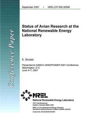 Status of Avian Research at the National Renewable Energy Laboratory