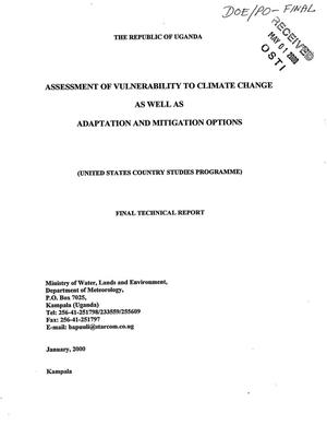 The Republic of Uganda: Assessment of vulnerability to climate change as well as adaptation and mitigation options. Final technical report. (United States Country Studies Programme)
