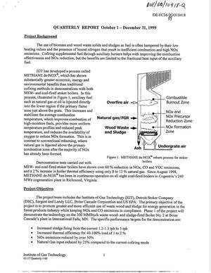 Primary view of object titled 'Development of METHANE de-NOX reburning process. Quarterly report, October 1 - December 31, 1999'.