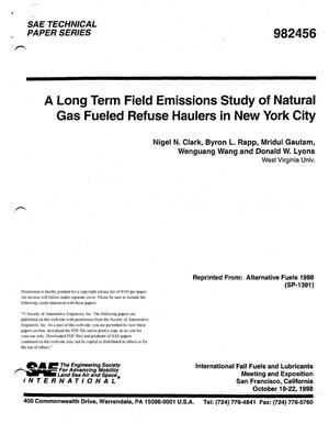 A Long Term Field Emissions Study of Natural Gas Fueled Refuse Haulers in New York City