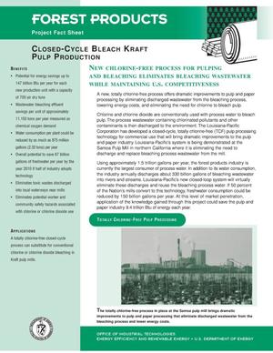 Closed Cycle Bleach Kraft Pulp Production; NICE3 Forest Products Project Fact Sheet