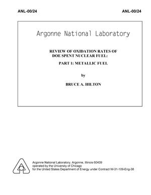 Review of Oxidation Rates of DOE Spent Nuclear Fuel : Part 1 : Nuclear Fuel.