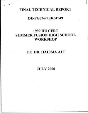 HU CFRT Summer 1999 Fusion Science High School Workshop