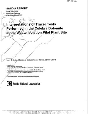 Interpretations of Tracer Tests Performed in the Culebra Dolomite at the Waste Isolation Pilot Plant Site