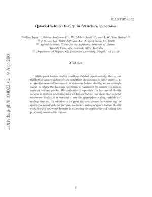 Quark-Hadron Duality in Structure Functions