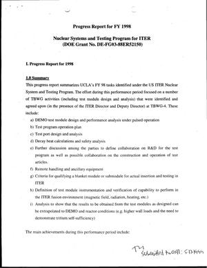 Final Report: Nuclear Systems and Testing Program for ITER, February 1, 1998 - January 31, 1999