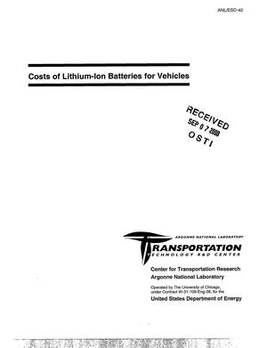 Costs of lithium-ion batteries for vehicles