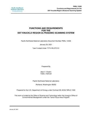 Functions and Requirements for the DST Knuckle Region Ultrasonic Scanning System