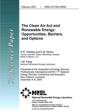 The Clean Air Act and Renewable Energy: Opportunities, Barriers, and Options