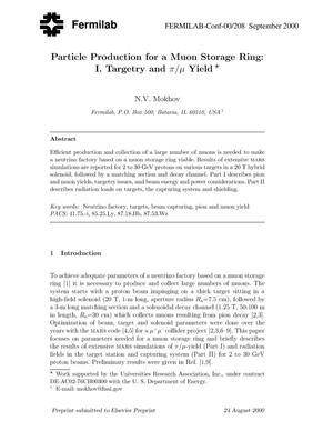 Particle production for a muon storage ring: I. Targetry and pi/mu yield