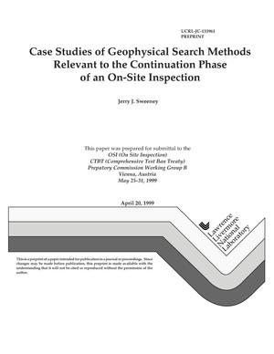 Case studies of geophysical search methods relevant to the continuation phase of an on-Site inspection