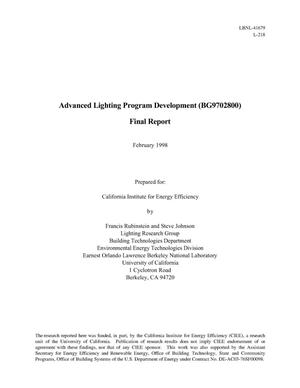 Advanced Lighting Program Development (BG9702800) Final Report