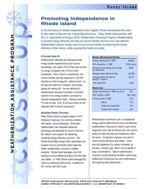 Promoting Independence in Rhode Island: Weatherization Assistance Close-Up Fact Sheet