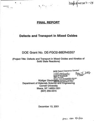 Final report. Defects and transport in mixed oxides