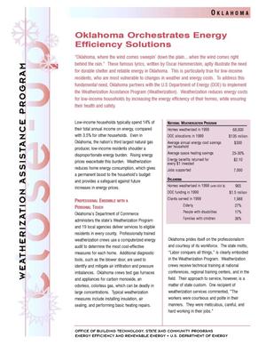 Oklahoma Orchestrates Energy Efficiency Solutions: Weatherization Assistance Close-Up Fact Sheet