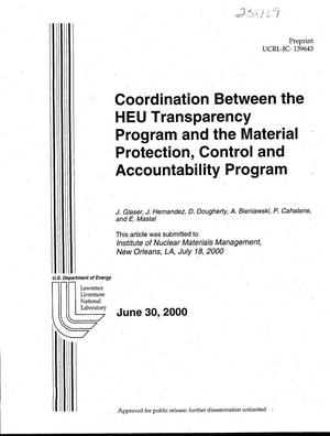 Coordination Between the HEU Transparency Program and the Material Protection, Control and Accountability Program