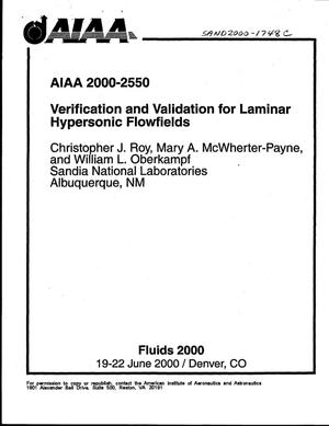 Verification and Validation for Laminar Hypersonic Flowfields