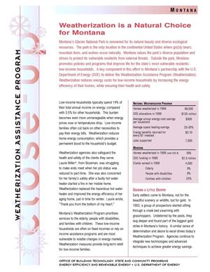 Weatherization is a Natural Choice for Montana: Weatherization Assistance Close-Up Fact Sheet