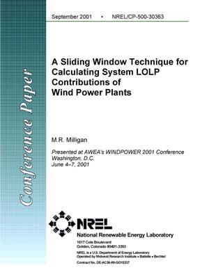 Sliding Window Technique for Calculating System LOLP Contributions of Wind Power Plants