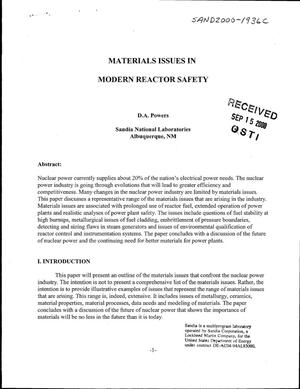 Materials Issues in Modern Reactor Safety