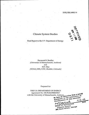 Climate system studies: final report to the U.S. Department of Energy