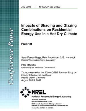 Impacts of Shading and Glazing Combinations on Residential Energy Use in a Hot Dry Climate