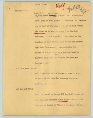 Primary view of object titled '[News Script: Benny Hogan]'.