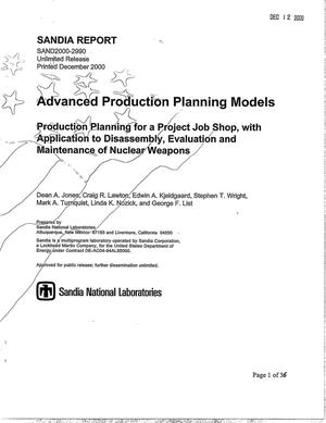 Advanced Production Planning Models