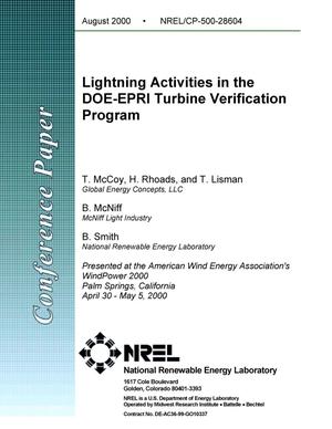 Lightning Activities in the DOE-EPRI Turbine Verification Program
