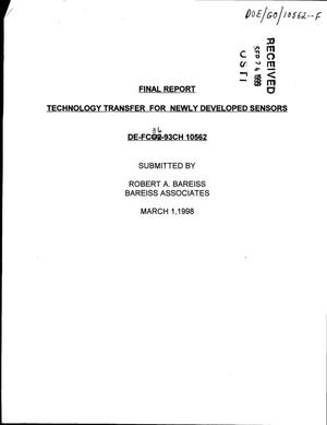 Final report. Technology transfer for newly developed sensors