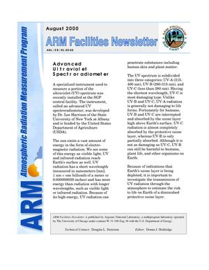 Primary view of object titled 'Atmospheric Radiation Measurement Program Facilities Newsletter, August 2000'.