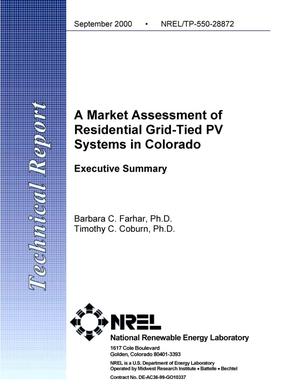 A Market Assessment of Residential Grid-Tied PV Systems in Colorado: Executive Summary